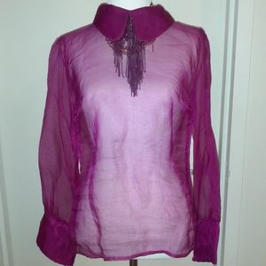 Hot pink silk blouse